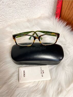 Coach prescription Tortoiseshell Frame with Green Temples Eyeglasses